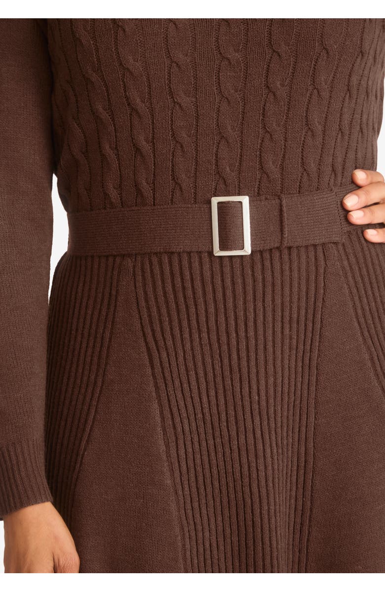 Jessica London Belted Cable Sweater Dress, Alternate, color, Evening Blue