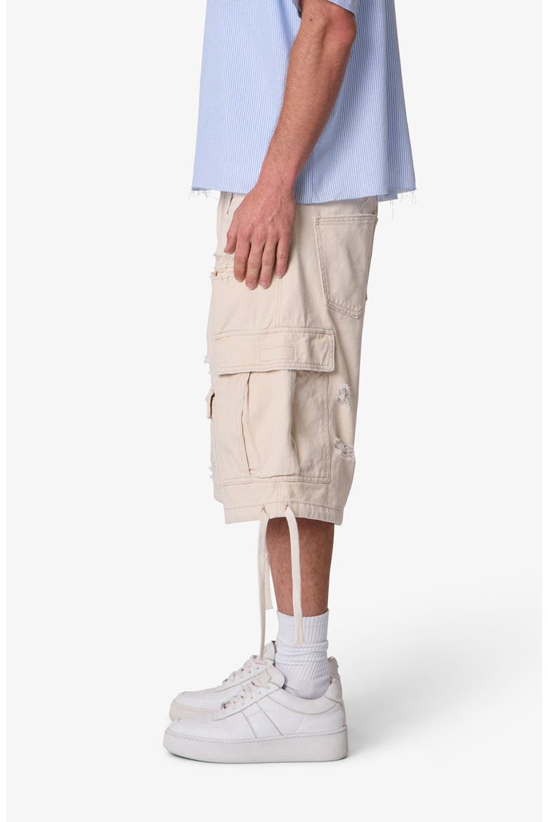 Distressed Baggy Cargo Shorts, Alternate, color, OFF WHITE