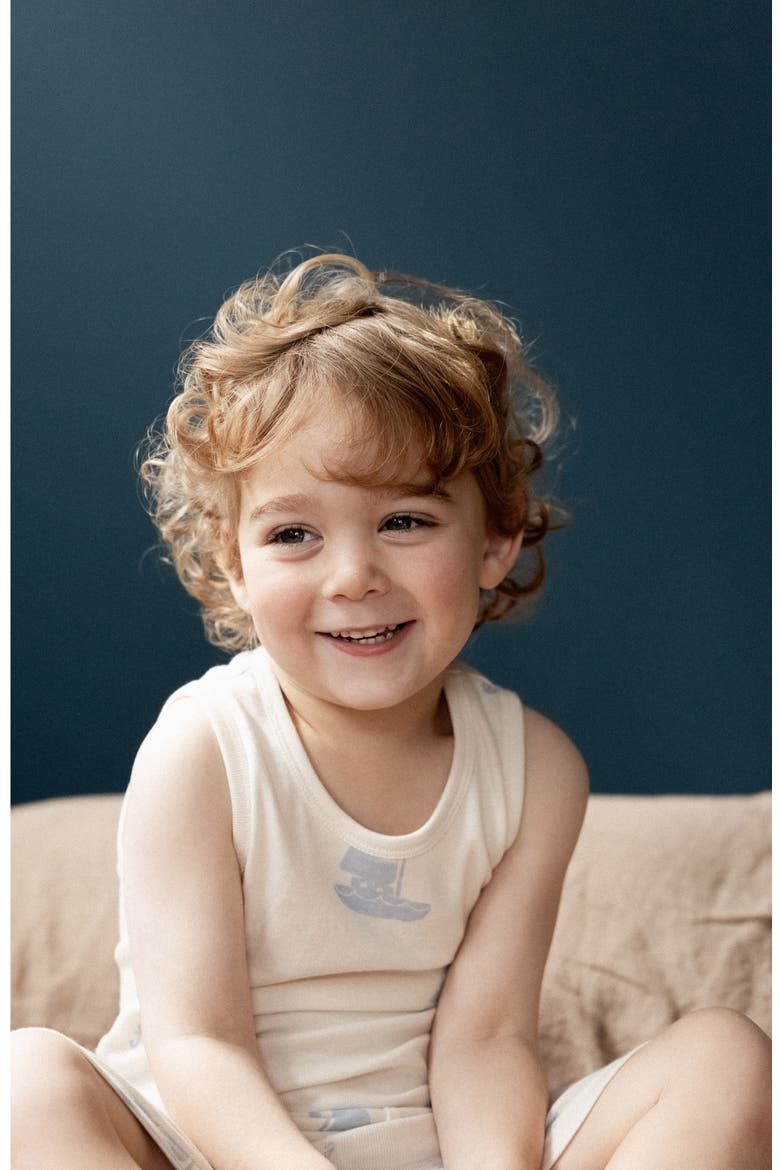 Kids' Print Organic Cotton Two-Piece Short Pajamas, Alternate, color, REGATTA BLUE PRINT
