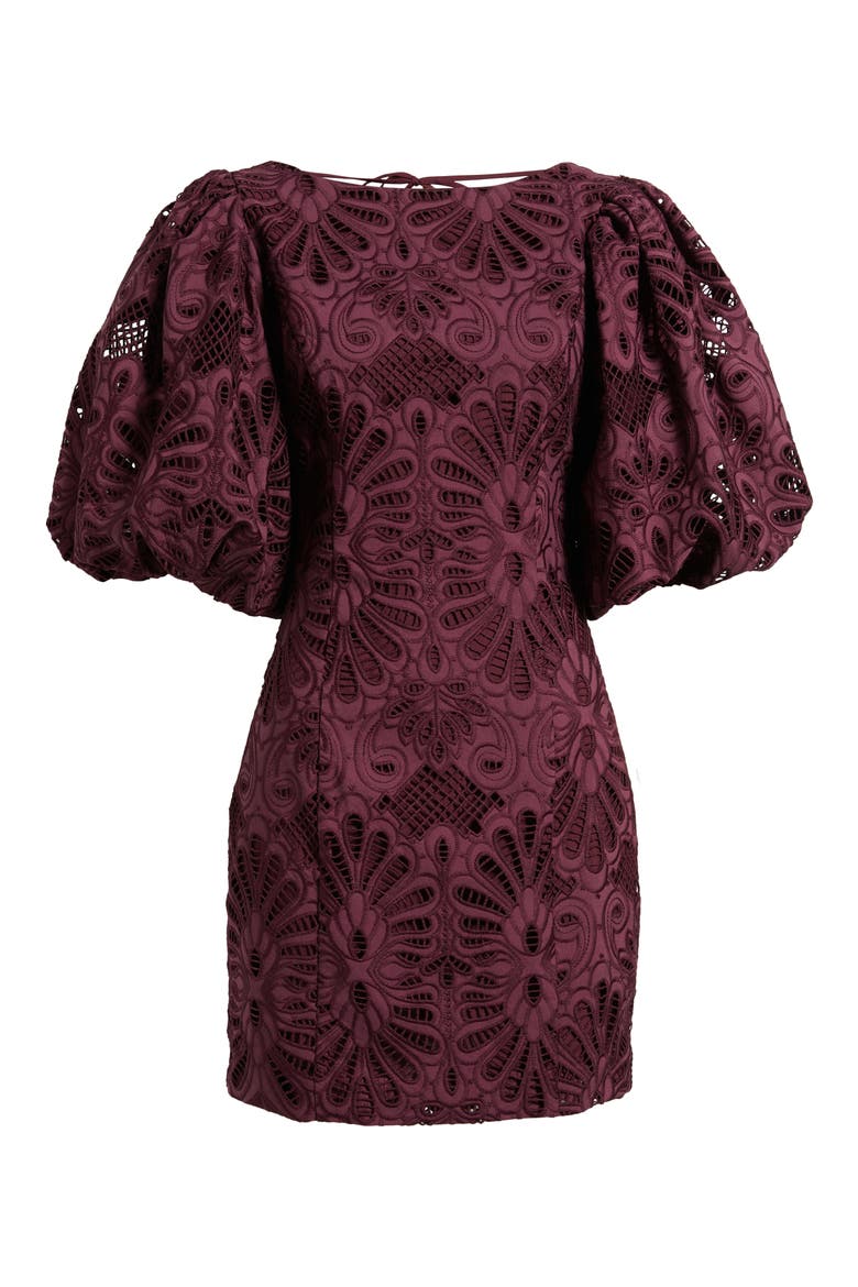 Kesia Embroidered Paisley Minidress, Alternate, color, PURPLE
