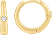 EFFY 14K Gold Plated Sterling Silver Diamond Huggie Hoop Earrings