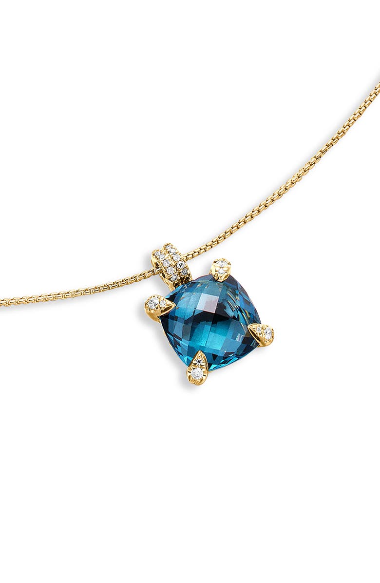 David Yurman Châtelaine Pendant Necklace with Diamonds, Alternate, color, Hampton Blue Topaz