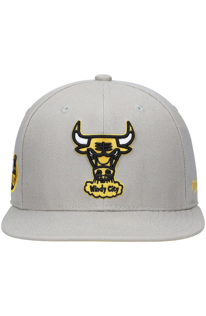 Mitchell & Ness Men's Mitchell & Ness Gray Chicago Bulls Hardwood Classics 1998 NBA Finals Sunny Gray Fitted Hat, Alternate, color,