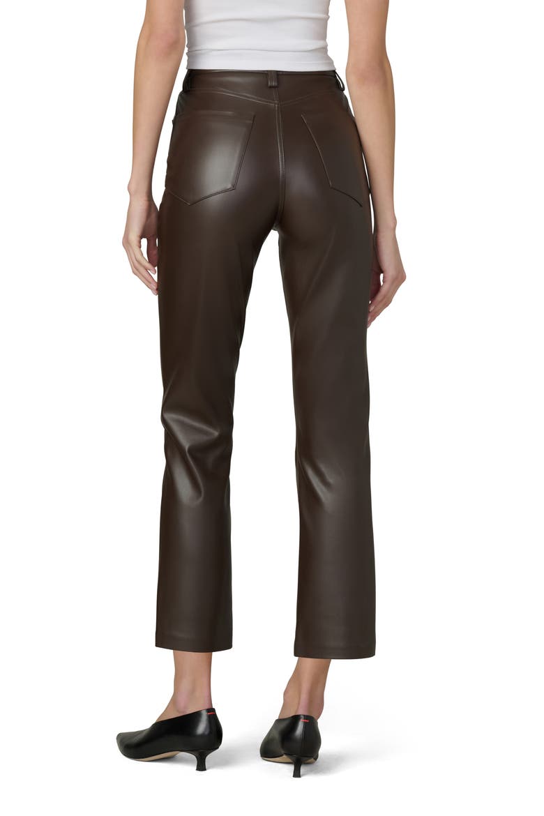 Lyra Slim Ankle Faux Leather Pants, Alternate, color, DARK CHOCOLATE