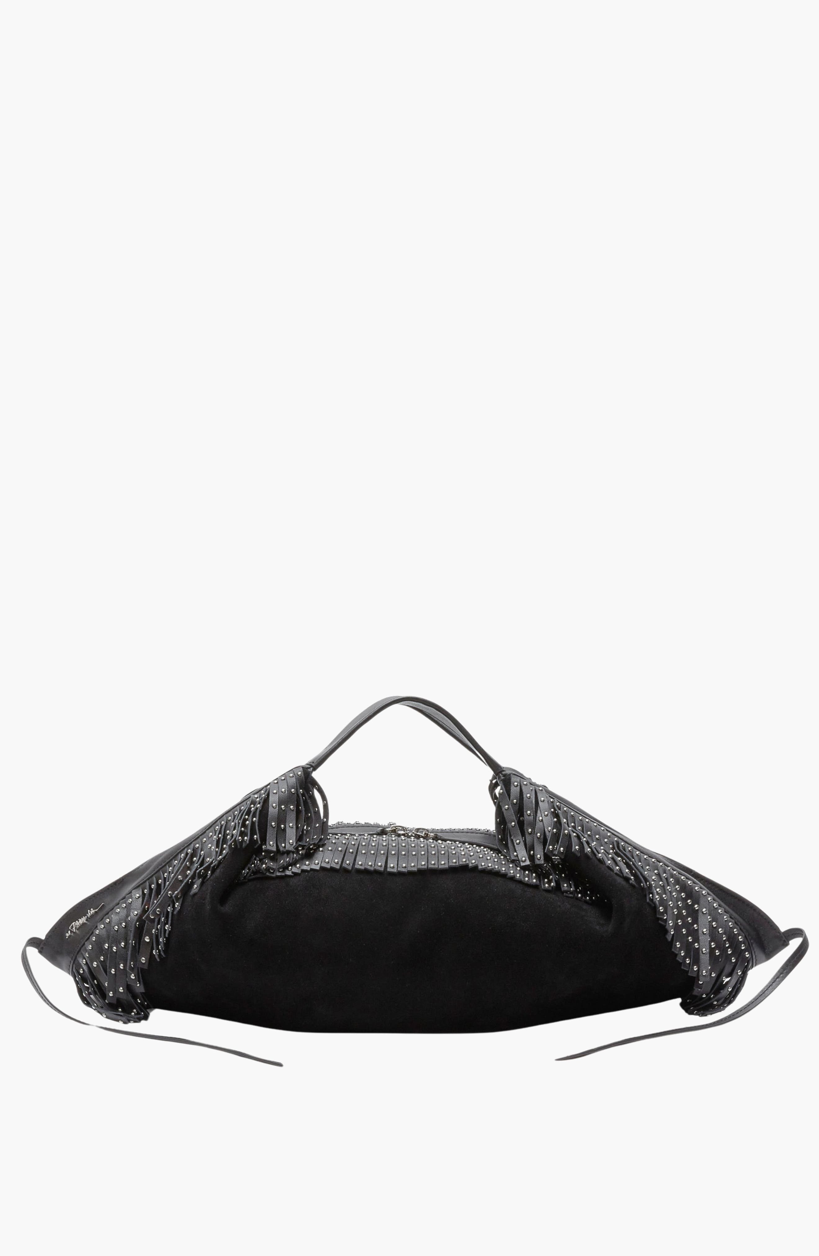 Luna Suede Fringe Bag, Alternate, color, Black