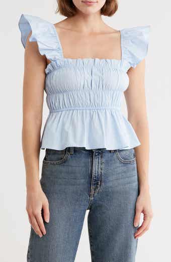 Elodie Shirred Peplum Top