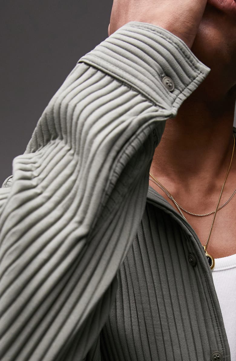 Topman Plissé Button-Up Shirt, Alternate, color,