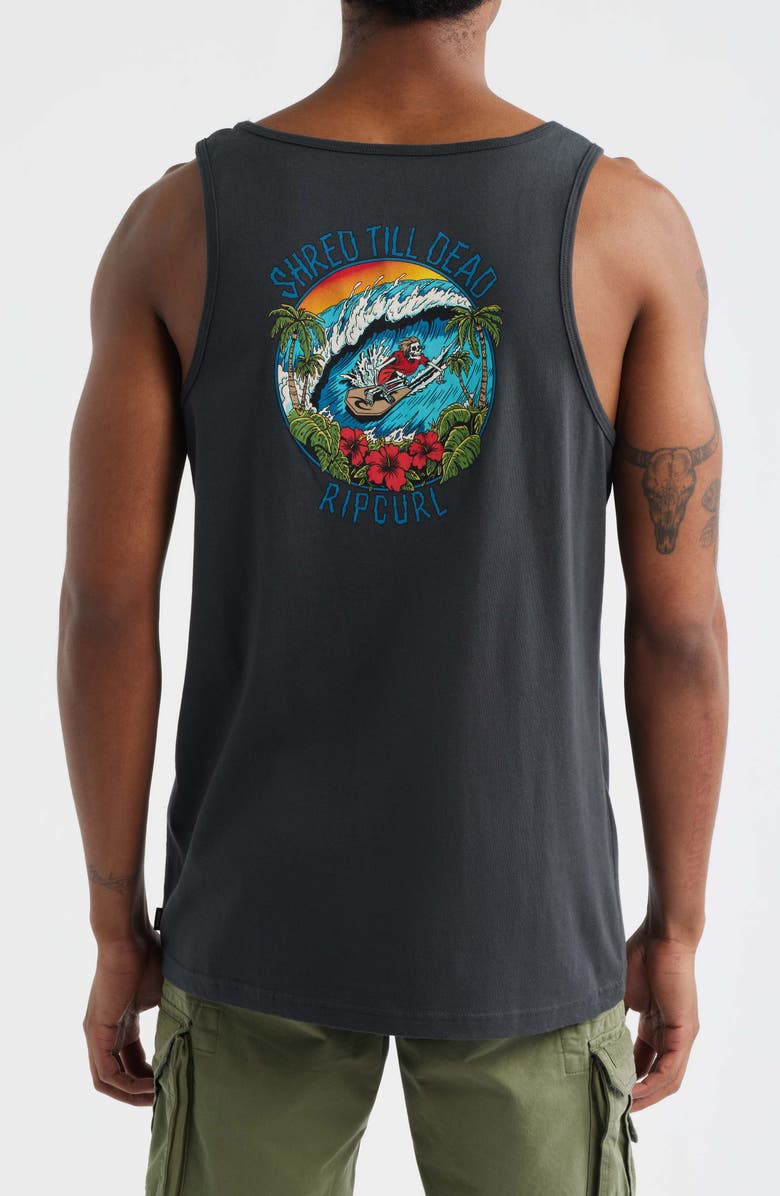 Rip Curl Shred Till Dead Cotton Graphic Tank, Alternate, color, Washed Black