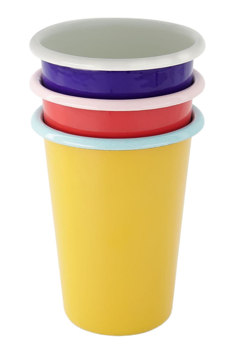 Two Tone Large Enamel Tumbler - Set of 4, Alternate, color, Royal Blue & Ivory