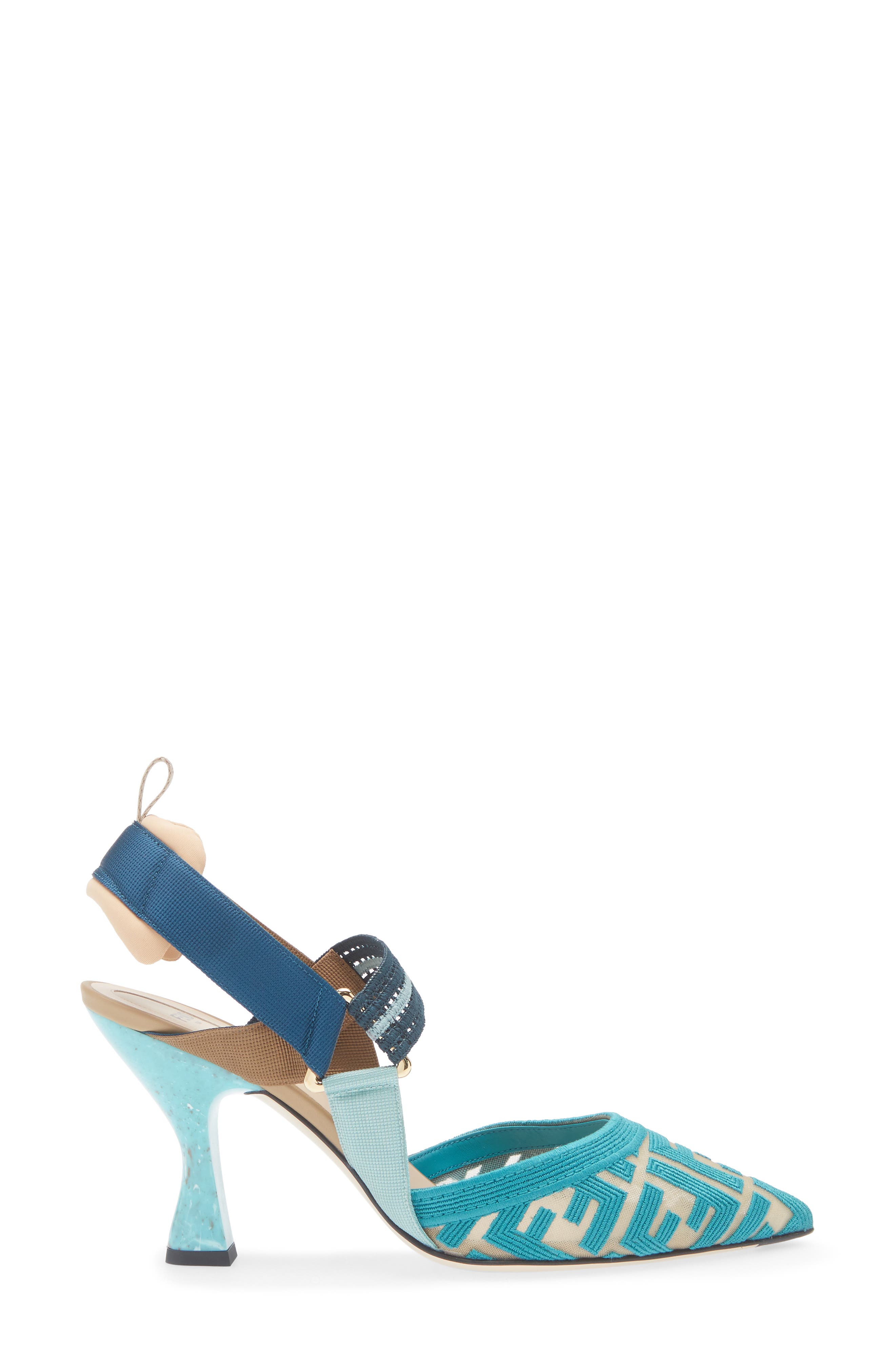 Fendi Colibri Mesh Slingback Pump, Alternate, color, Blue