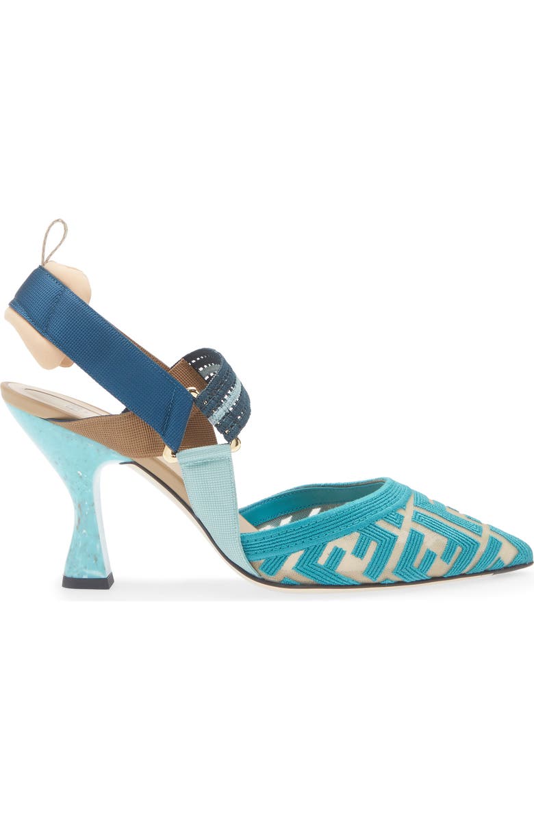 Fendi Colibri Mesh Slingback Pump, Alternate, color, Blue