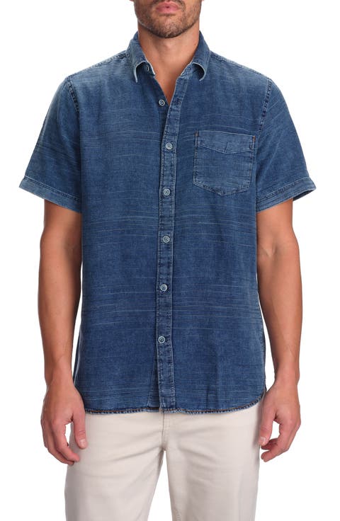 Short Sleeve Denim Button-Up Shirt
