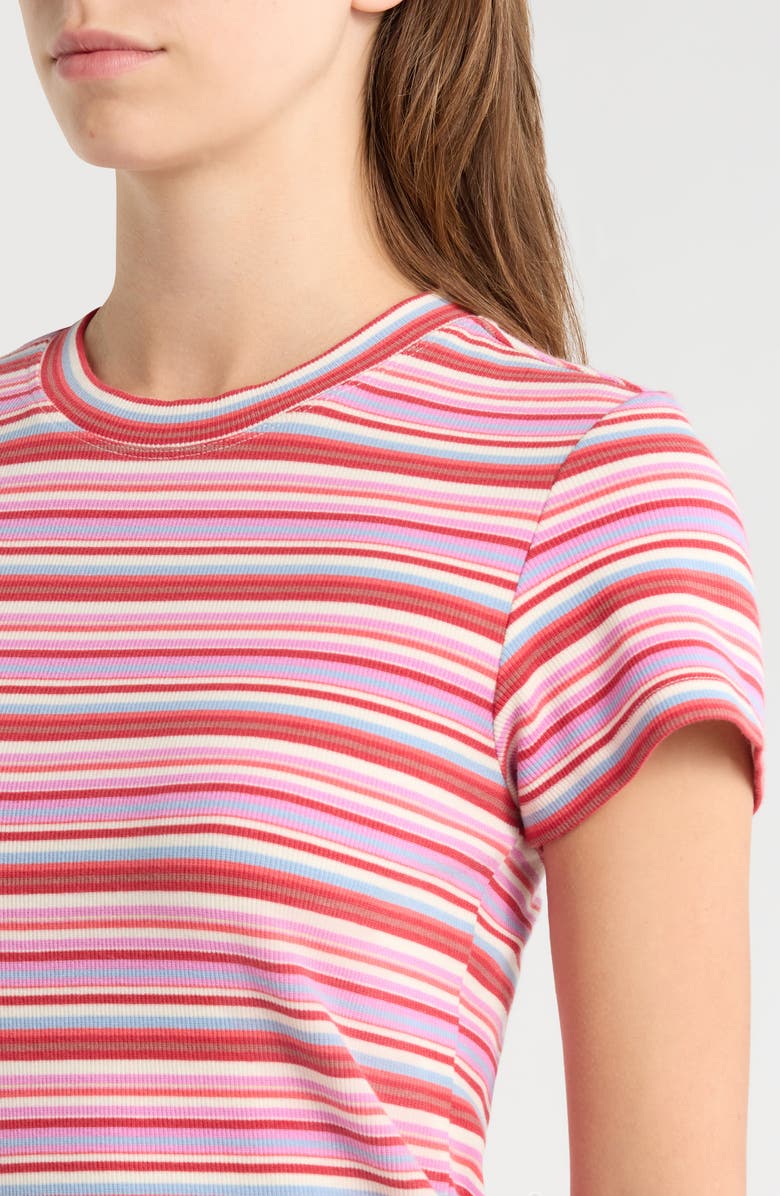 Marine Layer Lexi Stripe Rib T-Shirt, Alternate, color, Pink Stripe