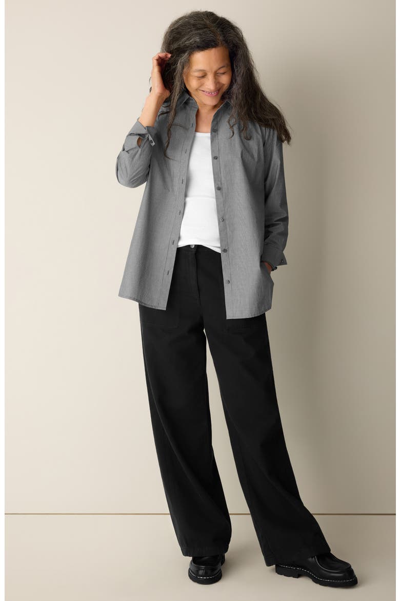 Organic Cotton Long Shirt, Alternate, color, BLACK WHITE