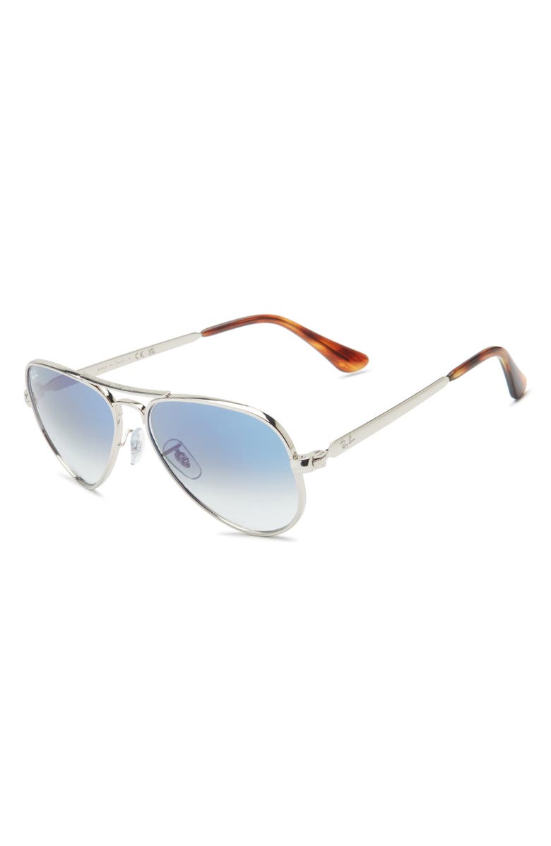Ray-Ban Max Aviator 58mm Gradient Pilot Sunglasses, Alternate, color, Silver / Clear Gradient Blue