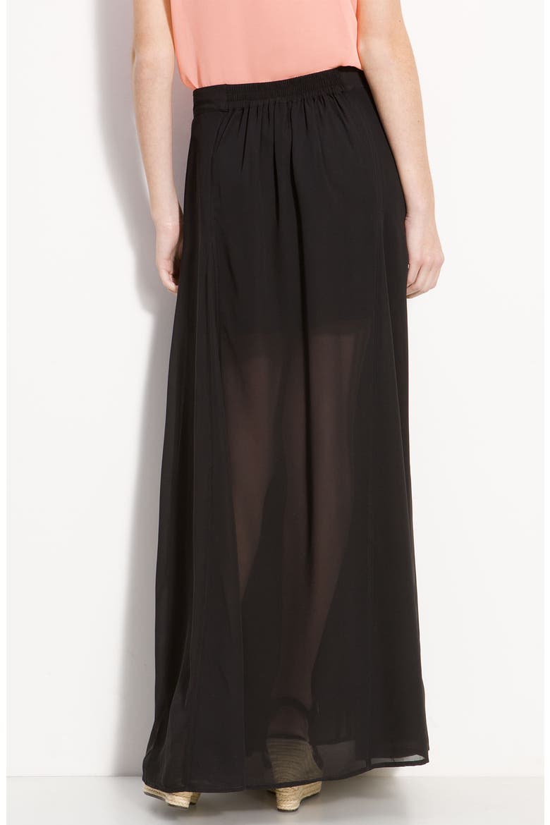 Frenchi® Half Sheer Chiffon Maxi Skirt, Alternate, color, BLACK