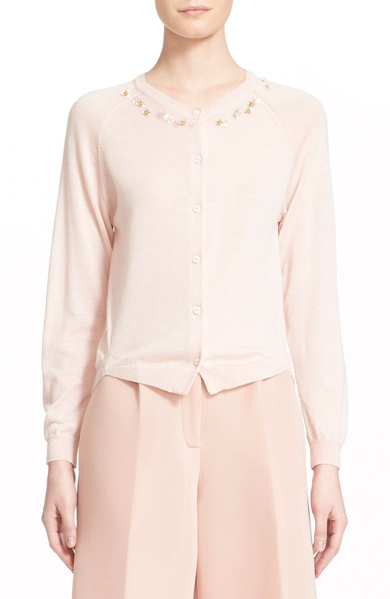 Simone Rocha Wool, Silk & Cashmere Cardigan, Main, color, 