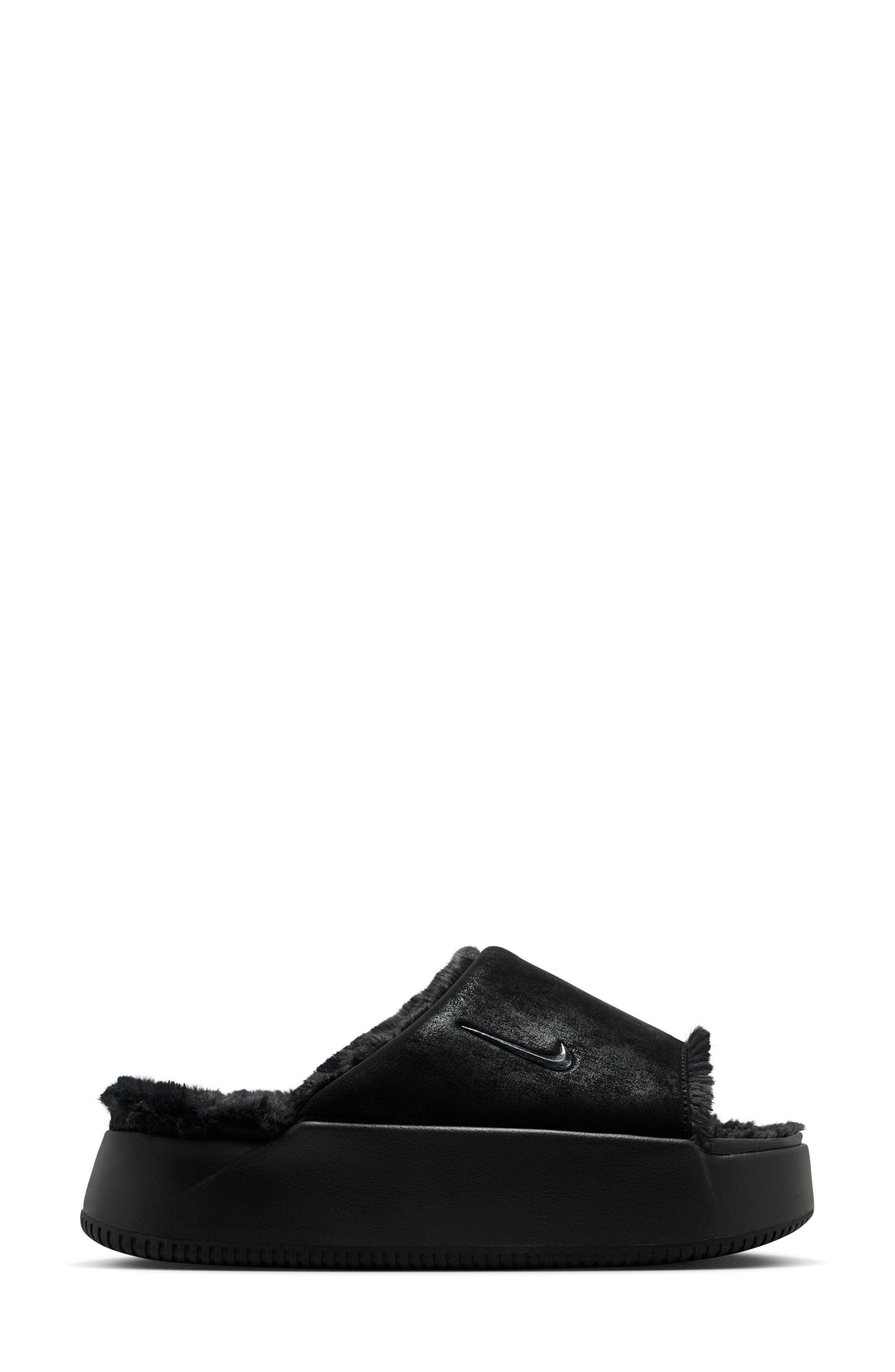 Nike Calm Elevation Faux Fur Lined Platform Slide, Main, color, 