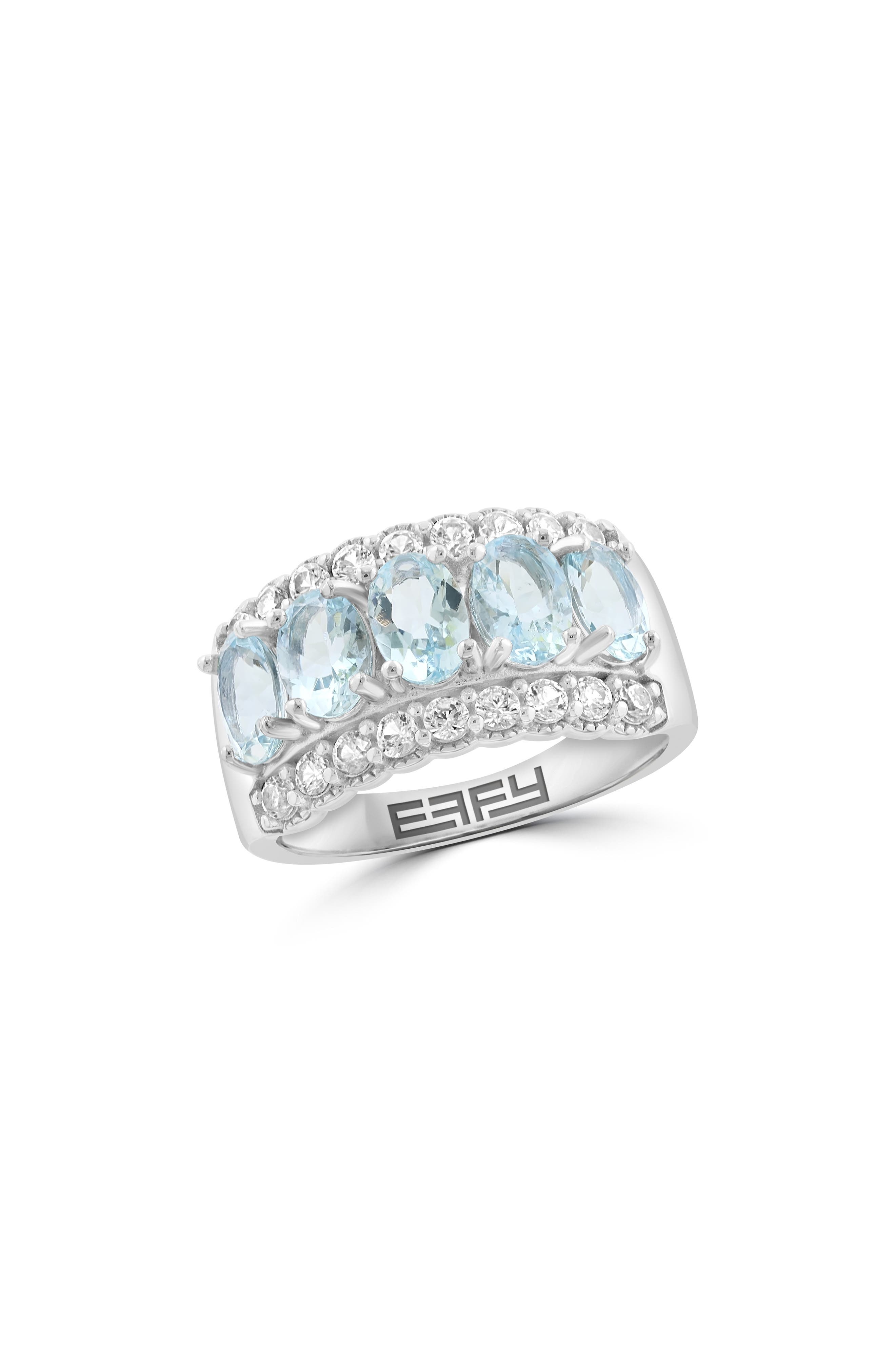 EFFY Sterling Silver Aquamarine & Diamond Ring