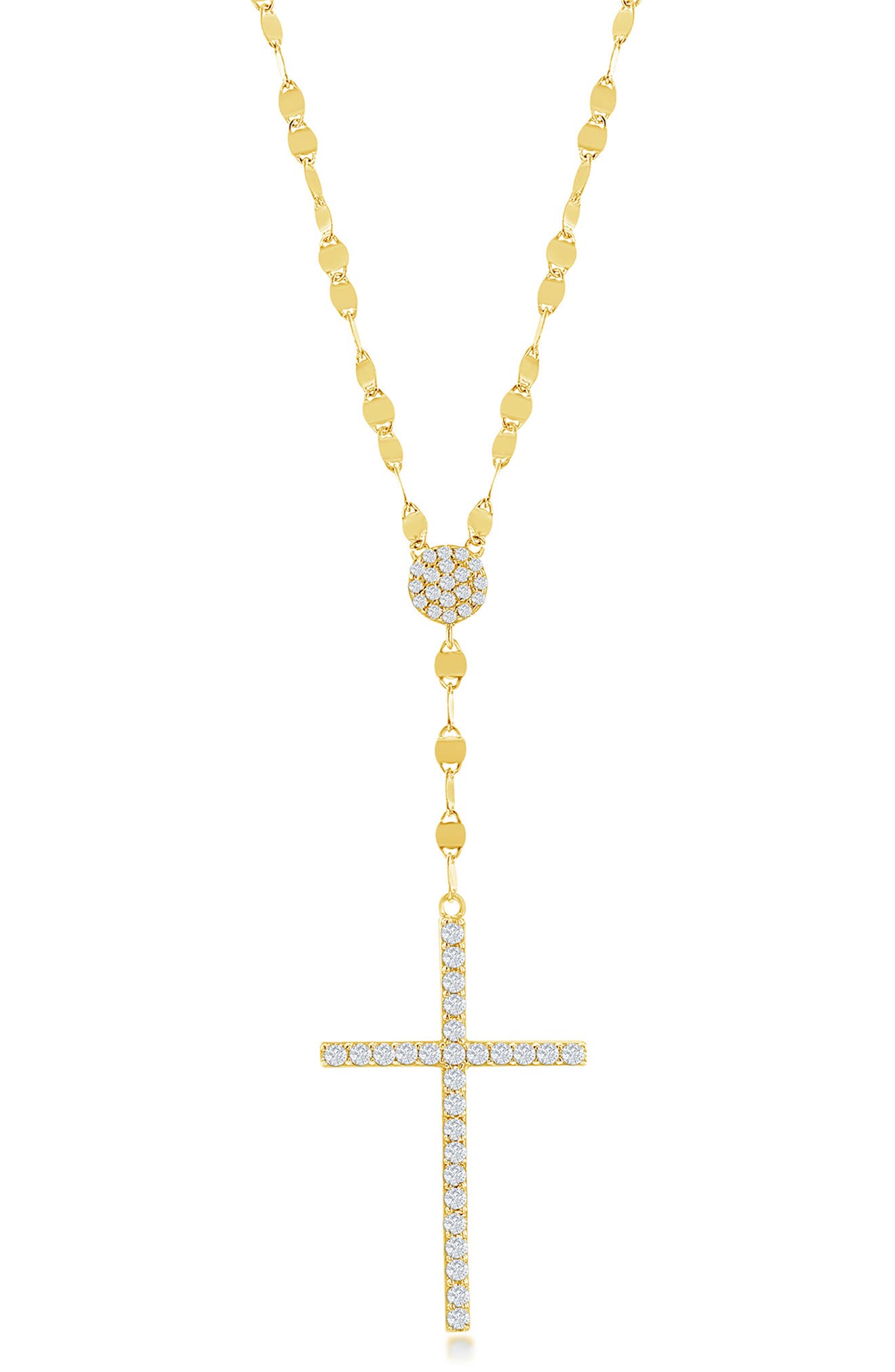 SIMONA 14K Gold Plated CZ Cross Pendant Necklace