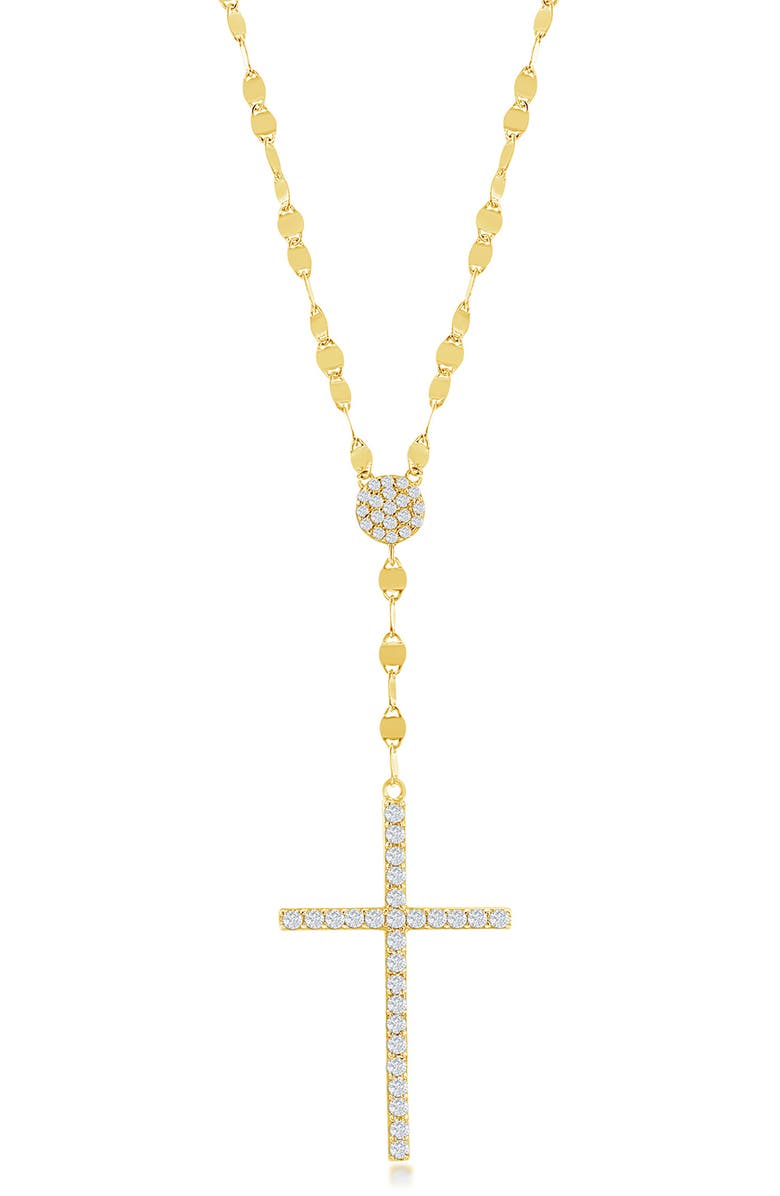 SIMONA 14K Gold Plated CZ Cross Pendant Necklace, Main, color, Gold