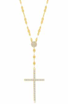 SIMONA 14K Gold Plated CZ Cross Pendant Necklace