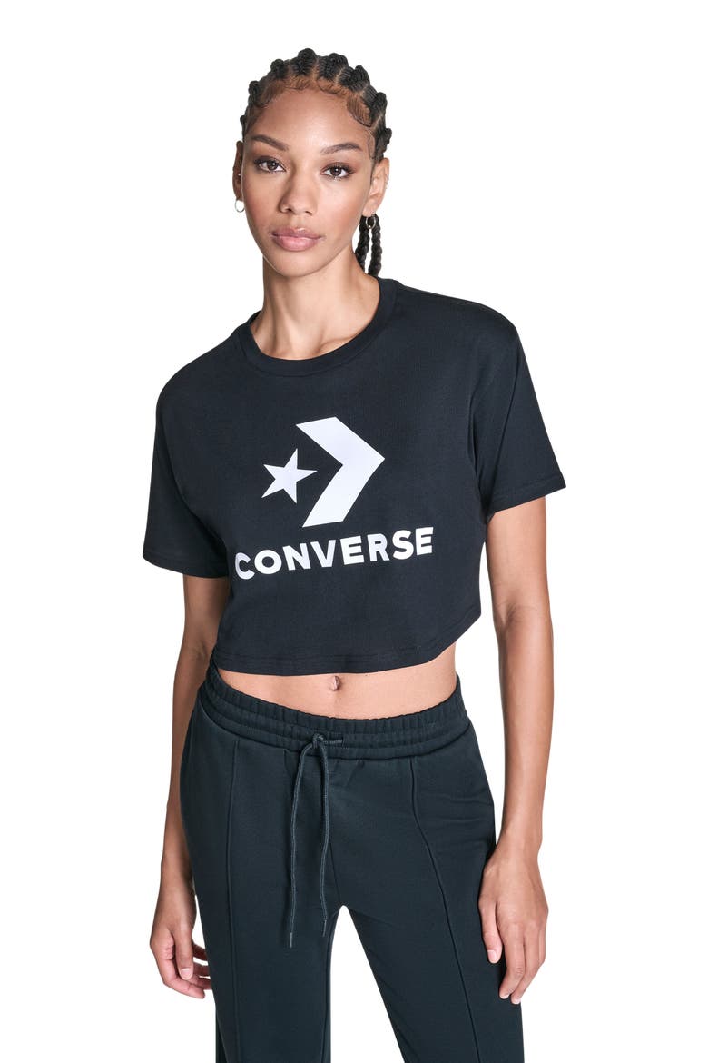 Star Chevron Cropped T-Shirt, Alternate, color, CONVERSE BLACK
