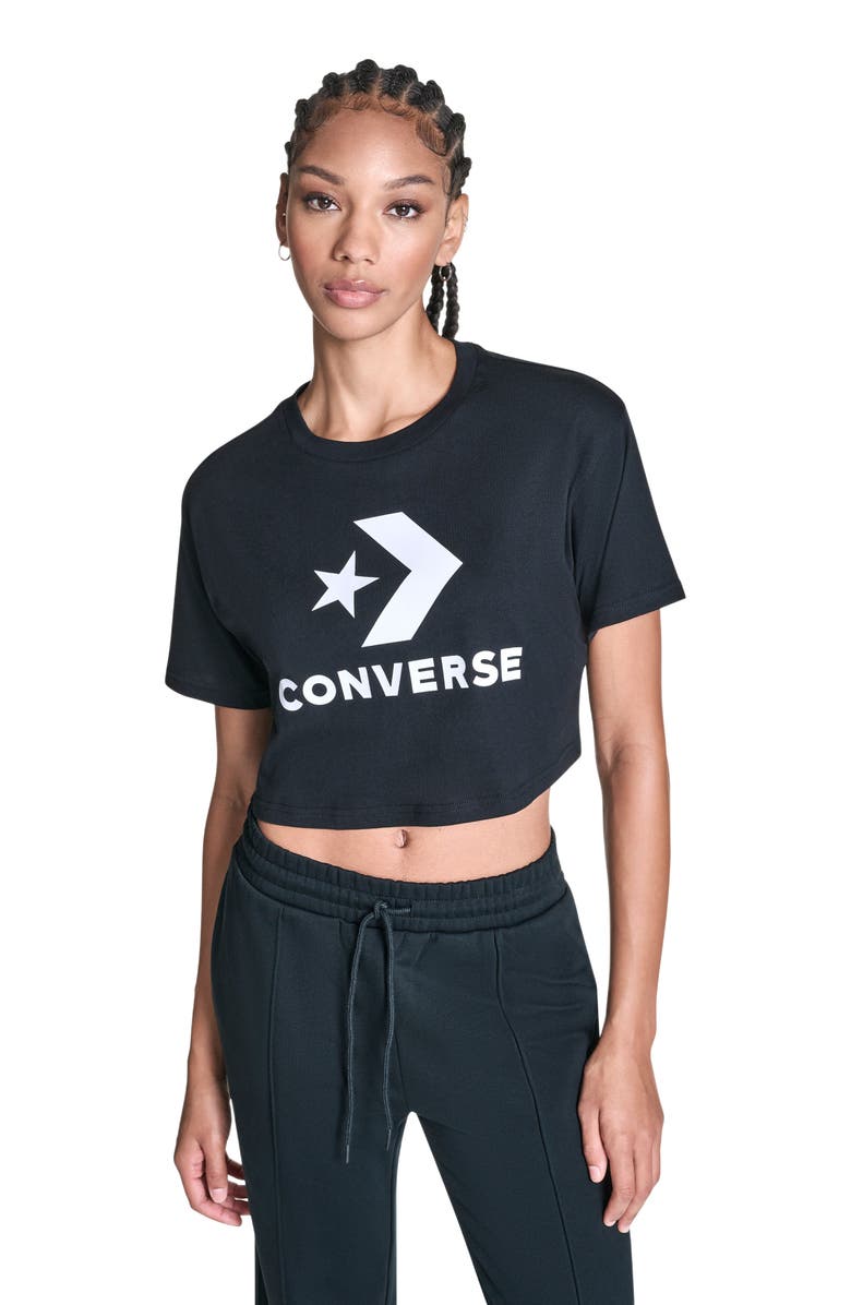 Converse Star Chevron Cropped T-Shirt, Alternate, color, Converse Black