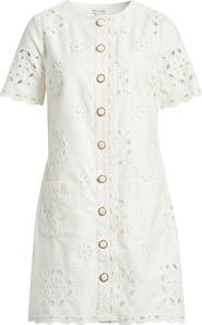 ZOE AND CLAIRE Punch Out Cotton Eyelet Shift Minidress