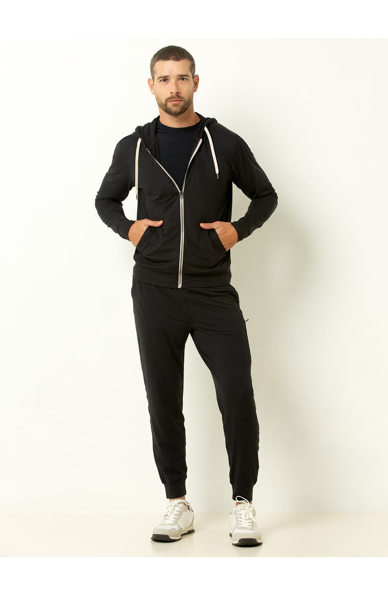 Single Stitch Everyday Full Zip Hoodie, Alternate, color, Heather Black