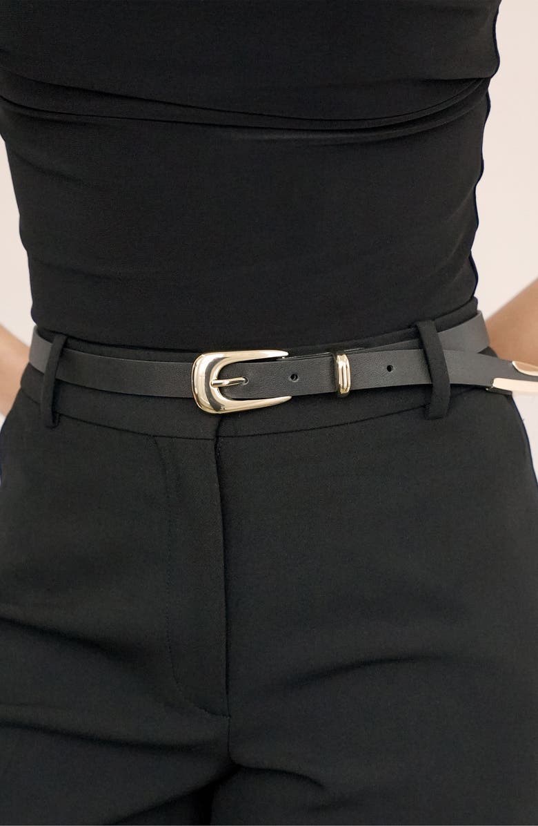 Ettika Liquid Metal Western Buckle Belt, Alternate, color, Black