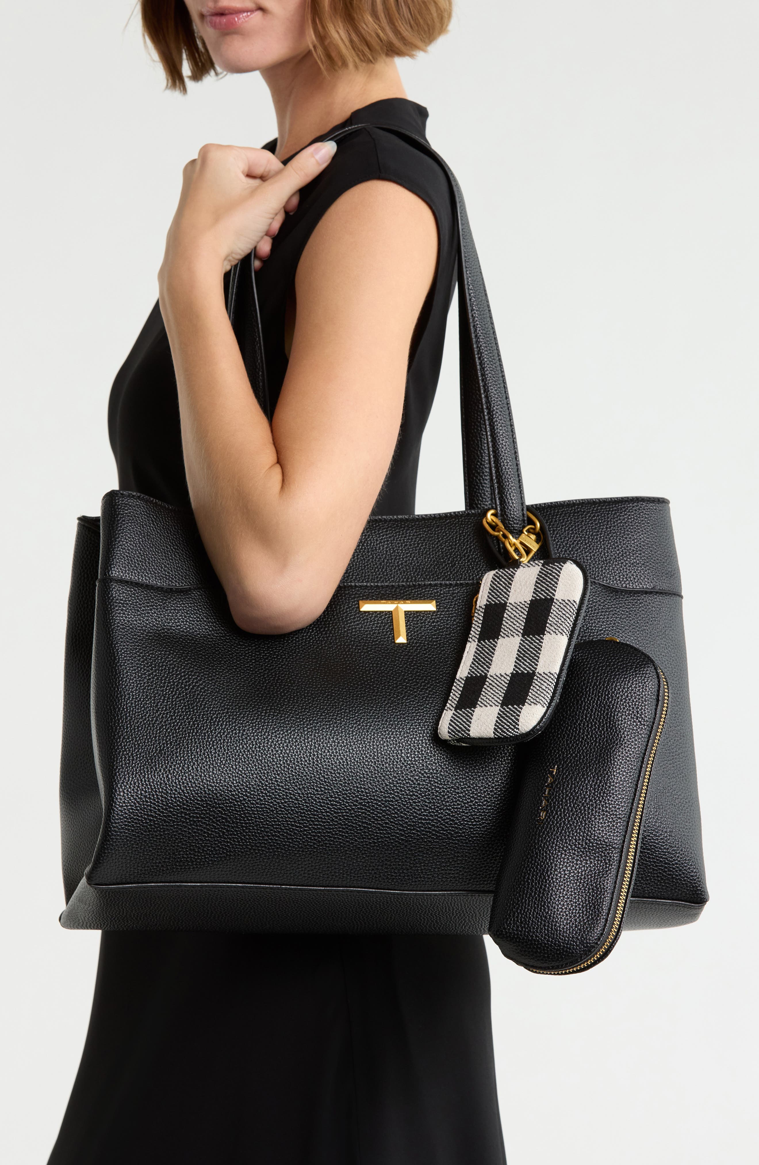 Sabi Faux Leather Work Tote, Alternate, color, BLACK