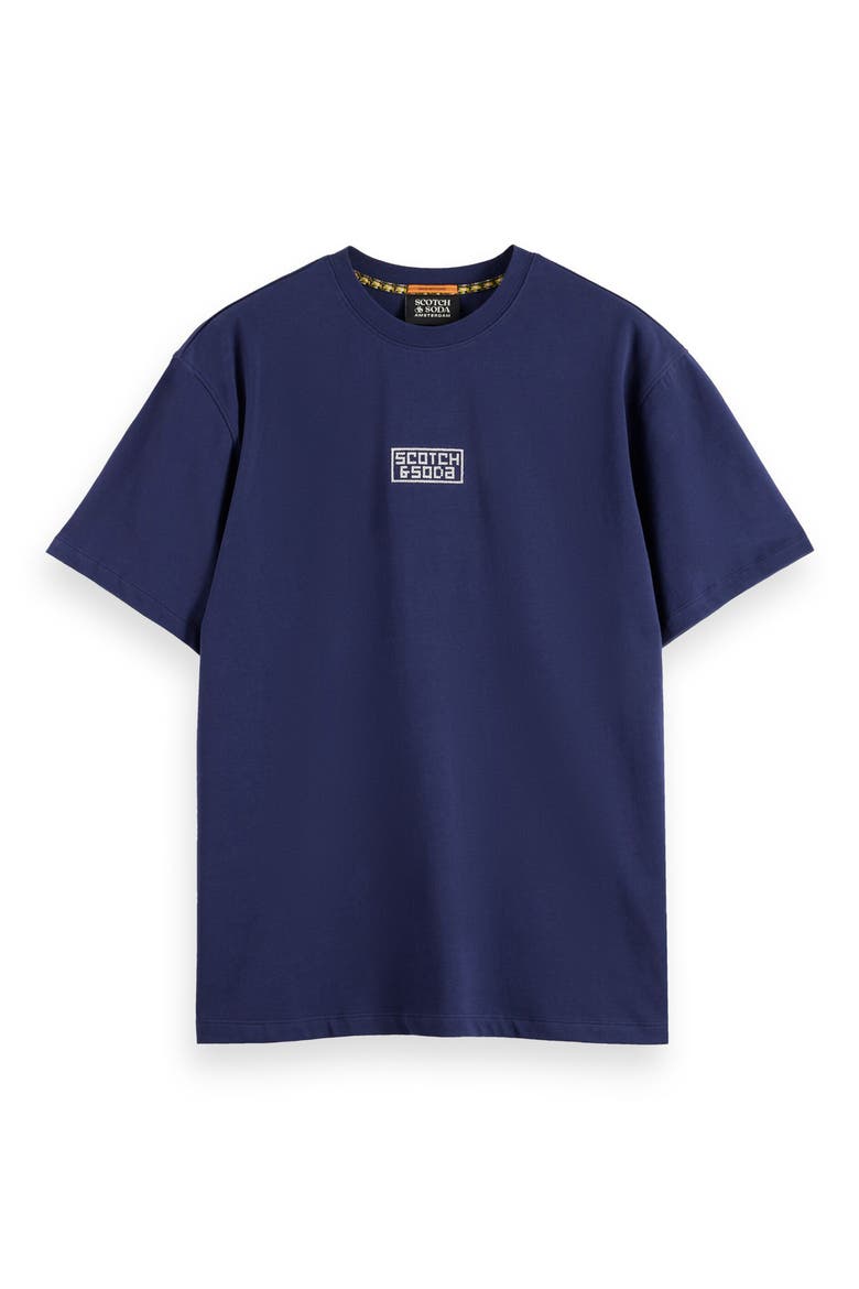 Scenic Cross Stitch Embroidered Cotton Graphic T-Shirt, Alternate, color, PEACOAT