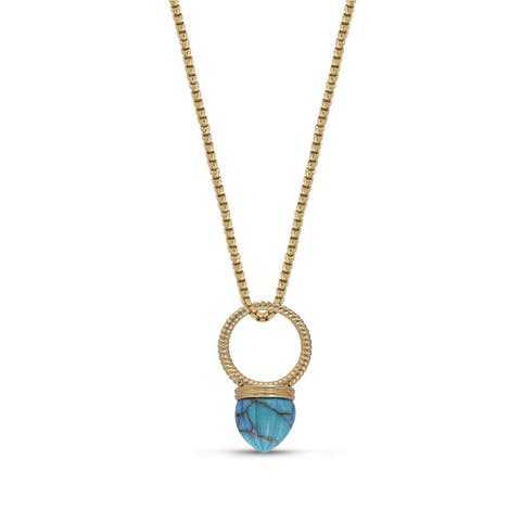 Summer Nights Gold Plated Silver Turquoise Gemstone Single stone Ring Pendant