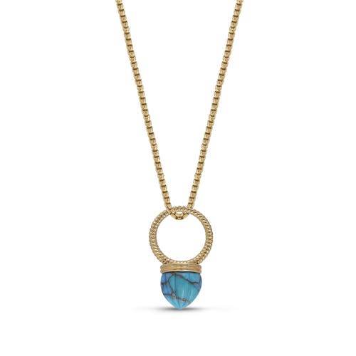 Luvmyjewelry Summer Nights Gold Plated Silver Turquoise Gemstone Single Stone Ring Pendant In 14kt Gold Vermeil On Sterling