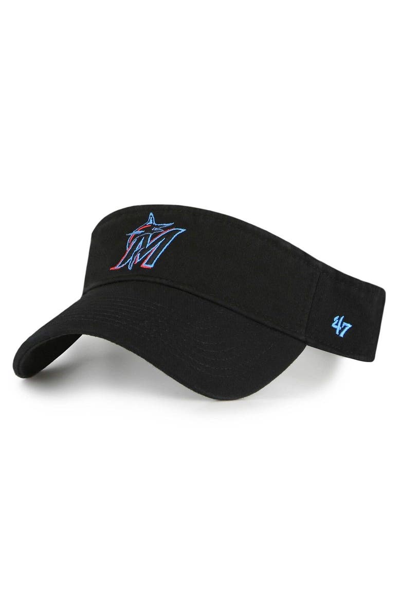 Men's '47 Black Miami Marlins Clean Up Adjustable Visor, Main, color, Black