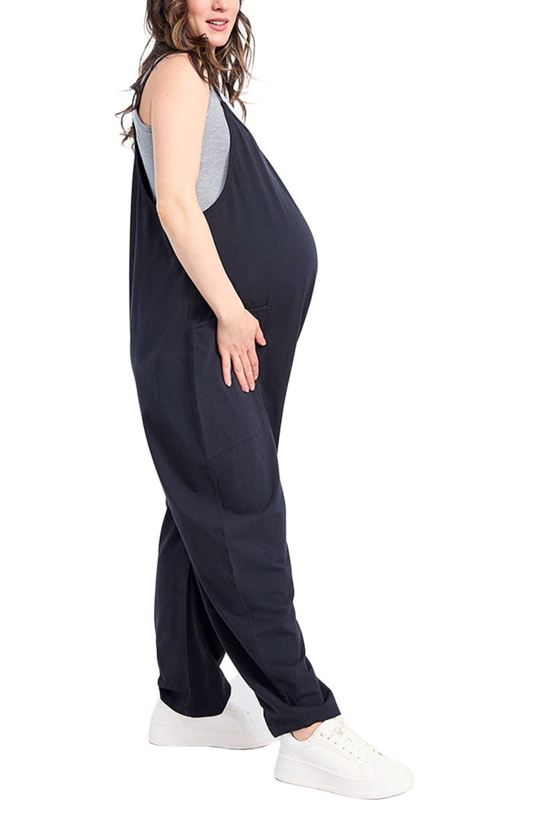MOTHERHOOD MATERNITY Sleeveless Relaxed Fit Maternity Jumpsuit, Alternate, color, Black