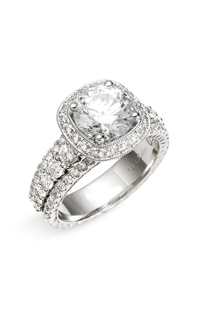 Jack Kelége 'Romance' Cushion Set Diamond Engagement Ring Setting, Main, color, 