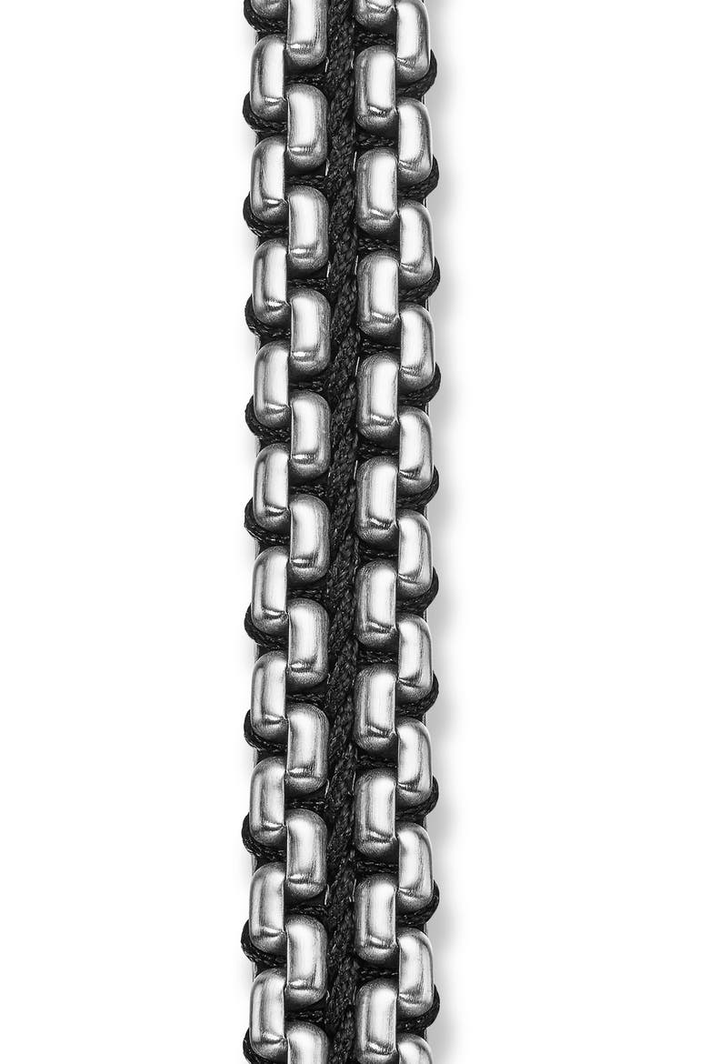 Men's Woven Sterling Silver Box Chain Bracelet, 12mm, Alternate, color, SILVER/ BLACK