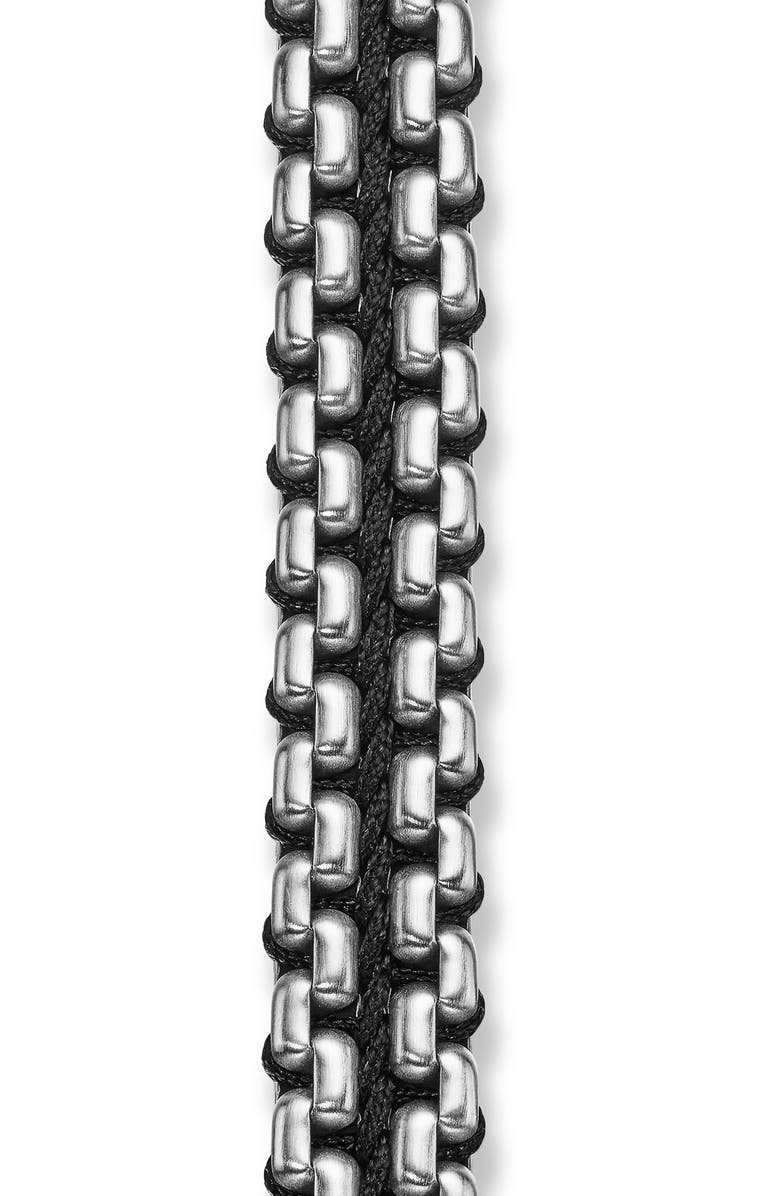 David Yurman Men's Woven Sterling Silver Box Chain Bracelet, 12mm, Alternate, color, Silver/ Black