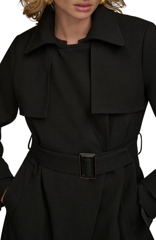 Donna Karan New York Belted Long Raincoat In Black