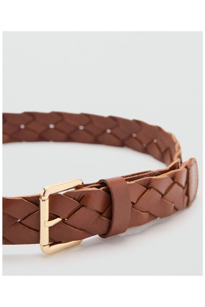 Starring Hailey Bieber Braided Leather Belt, Alternate, color, BROWN