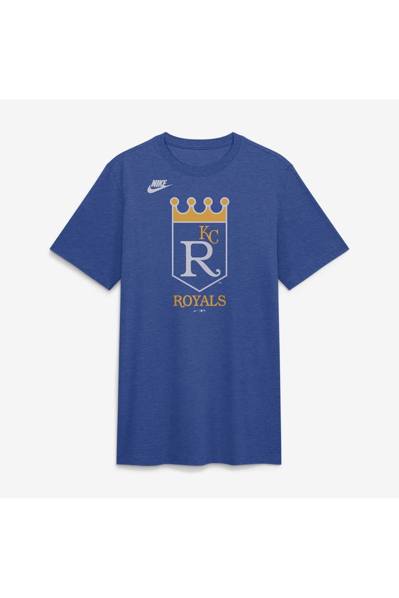 Men's Nike Heather Royal Kansas City Royals Cooperstown Logo Tri-Blend T-Shirt, Main, color, Heather Royal