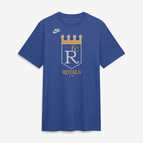Men's Nike Heather Royal Kansas City Royals Cooperstown Logo Tri-Blend T-Shirt