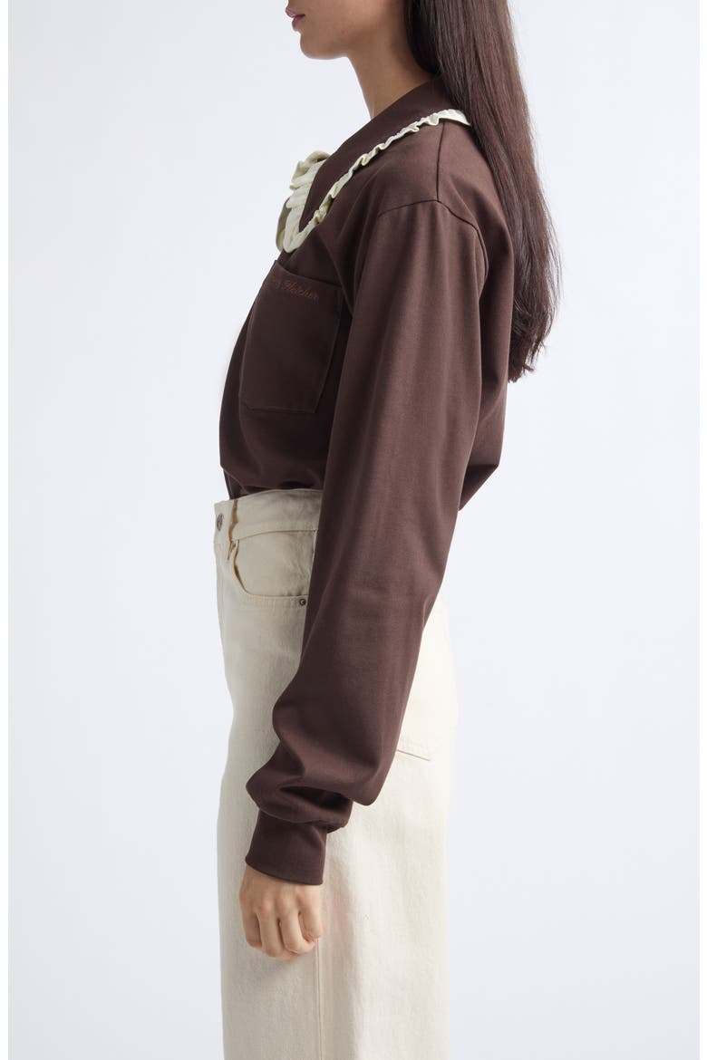 Frank Ruffle Collar Top, Alternate, color, BROWN