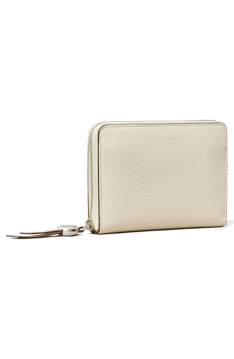 Tory Burch Romy Medium Leather Zip Wallet, Alternate, color, Light Cream