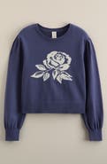 Treasure & Bond Kids' Puff Sleeve Intarsia Knit Sweater