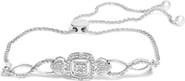 Haus of Brilliance .925 Sterling Silver Diamond Cushion Frame Heart-Sides Twist Adjustable Bolo Tennis Bolo Bracelet