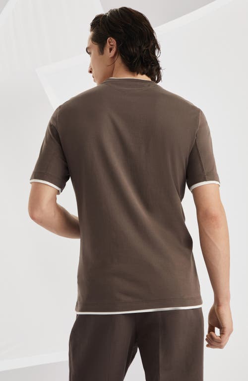 Brunello Cucinelli Men's Knitted T-shirt In Coffee