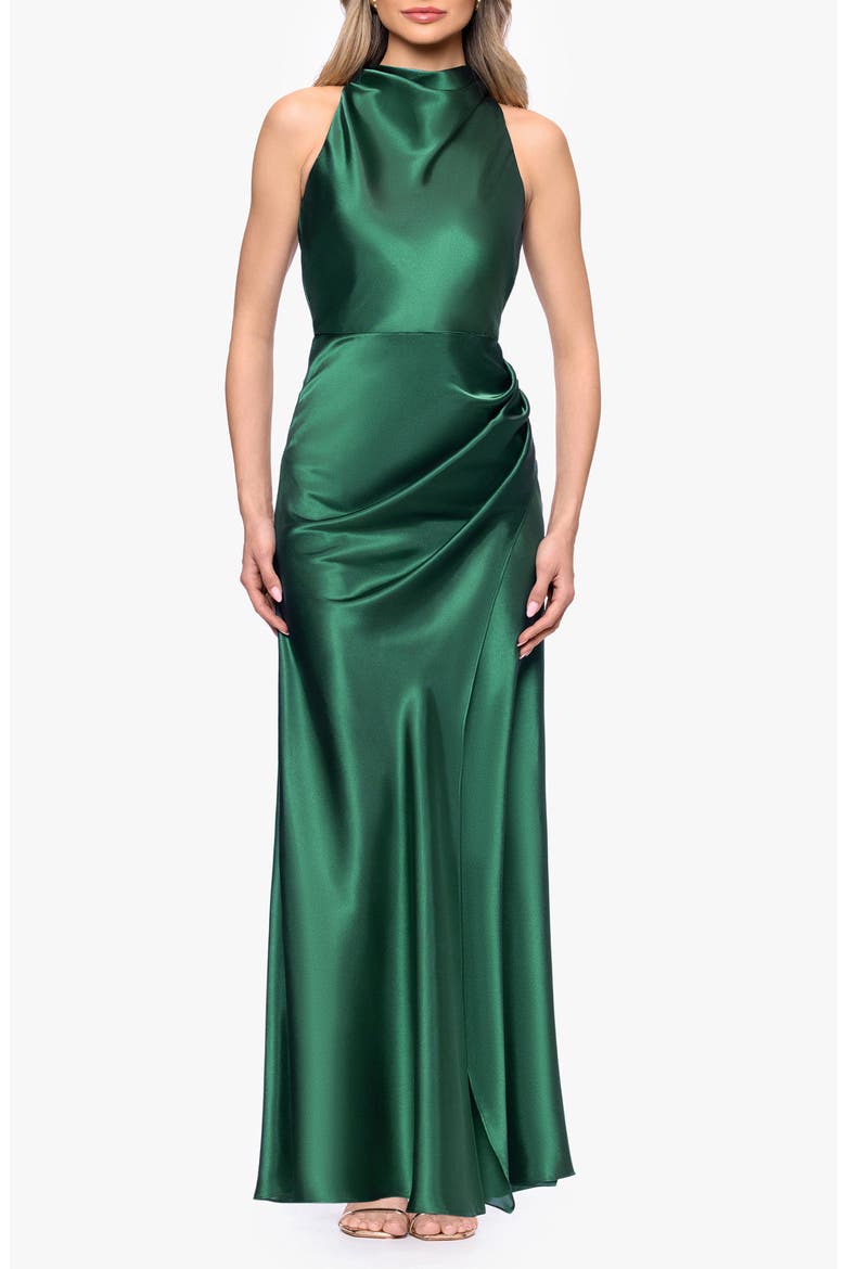 Ruched Sleeveless Satin Charmeuse Gown video